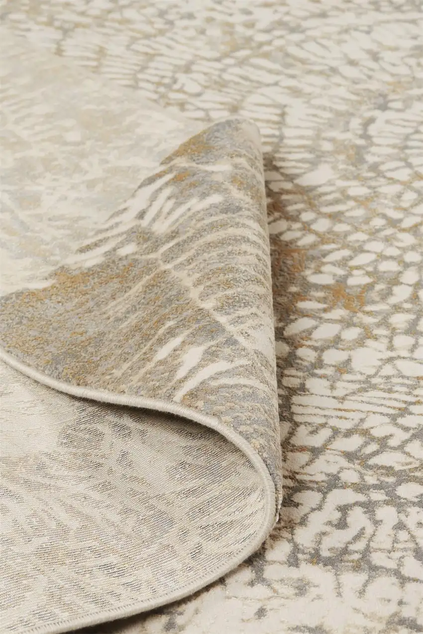 Gray Ivory And Tan Abstract Area Rug Photo 5
