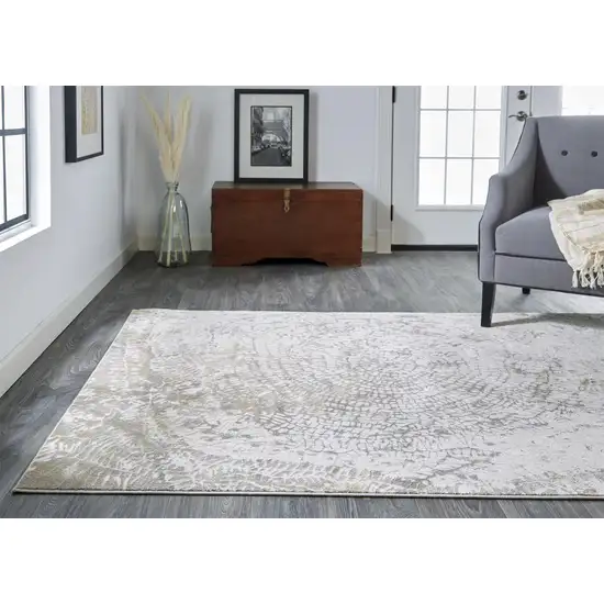 Gray Ivory And Tan Abstract Area Rug Photo 6