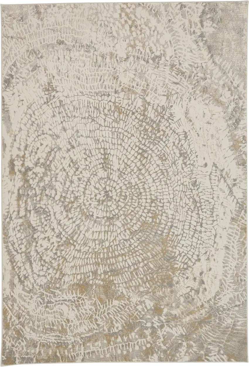 Gray Ivory And Tan Abstract Area Rug Photo 2