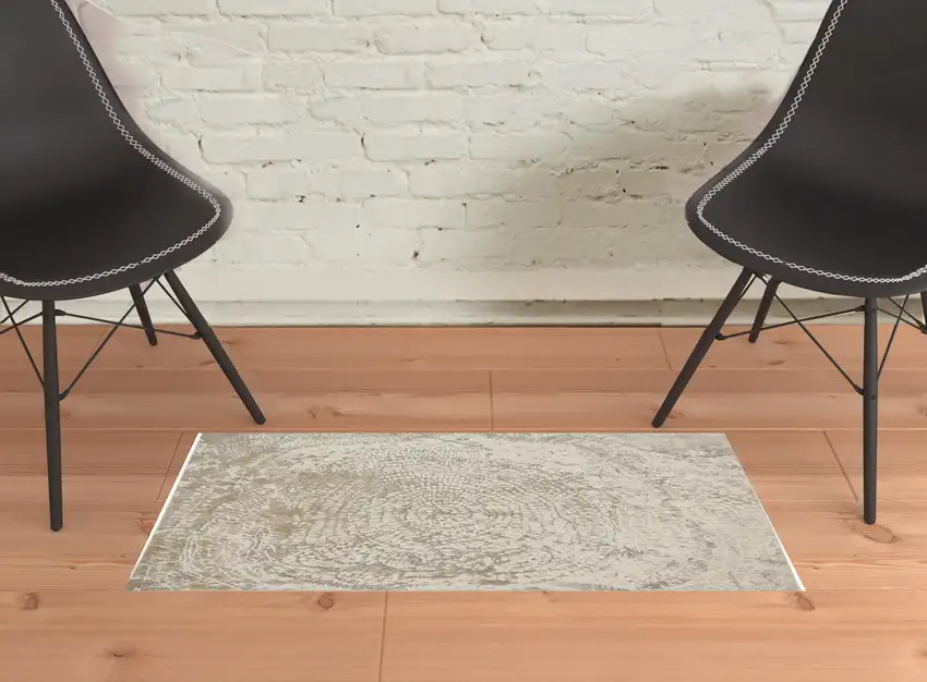 Ivory Tan And Gray Abstract Area Rug Photo 2