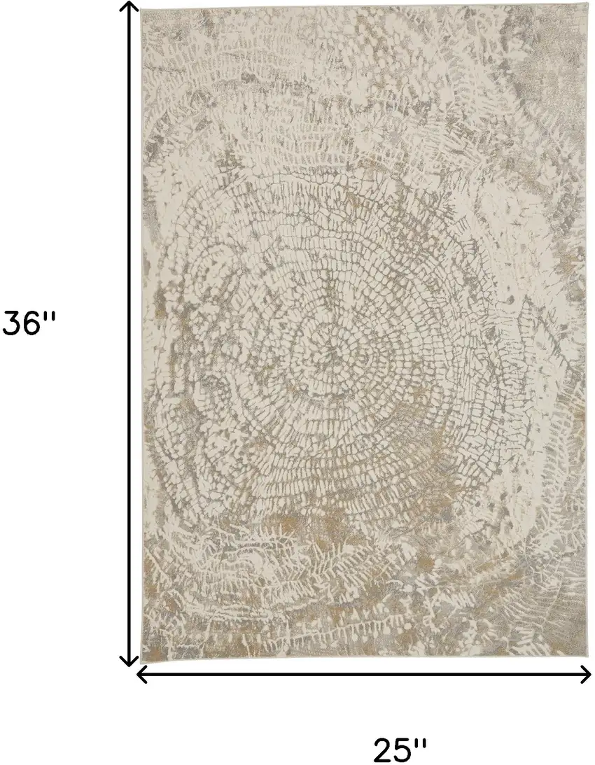 Ivory Tan And Gray Abstract Area Rug Photo 6