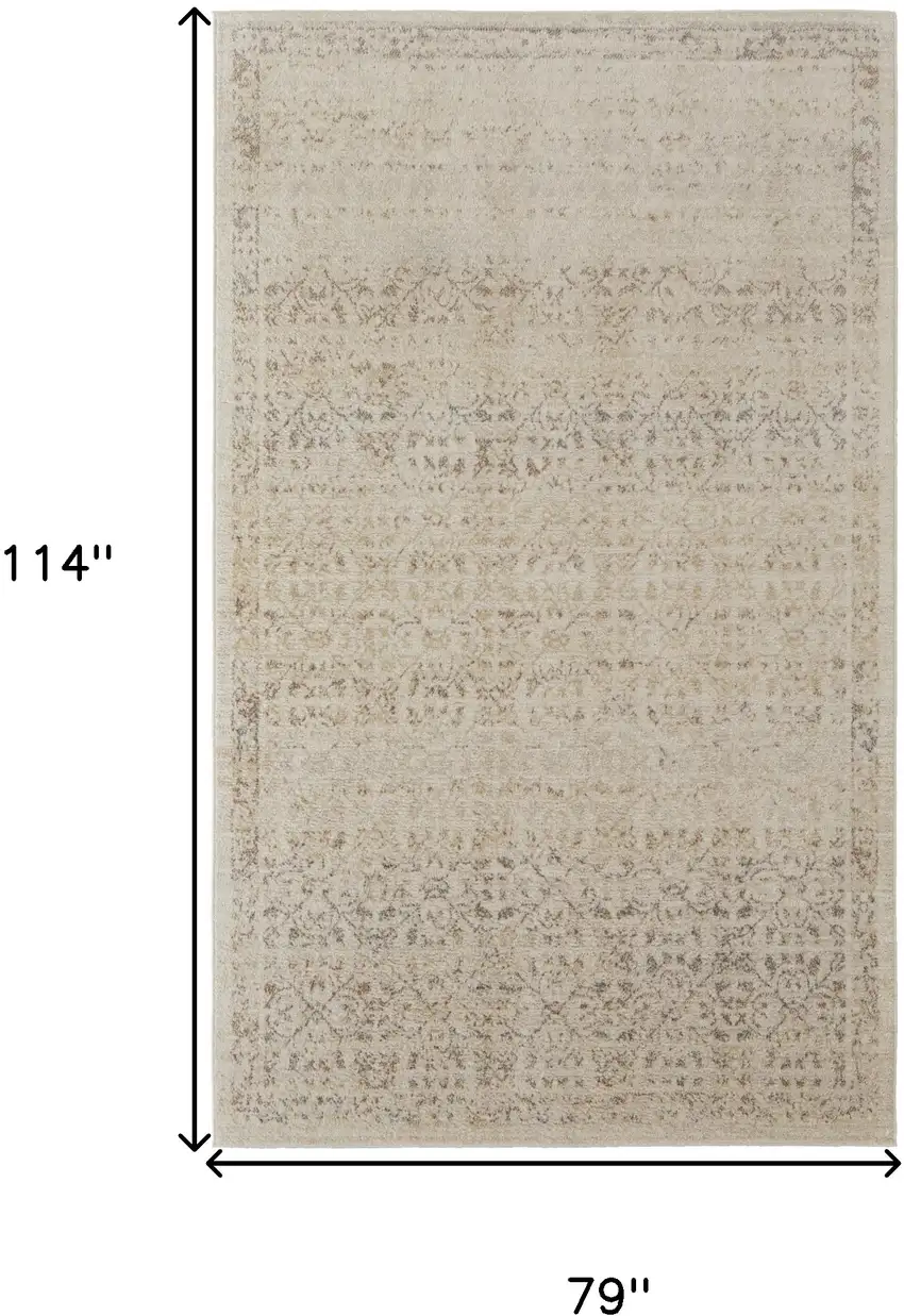 Ivory Tan And Gray Abstract Power Loom Distressed Area Rug Photo 10