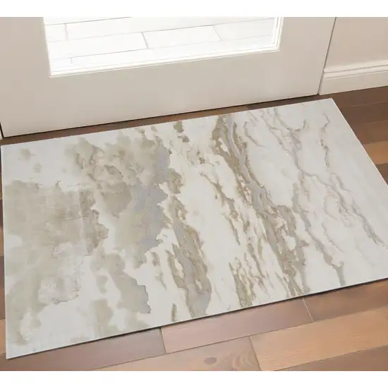 Brown And Ivory Abstract Area Rug Photo 1