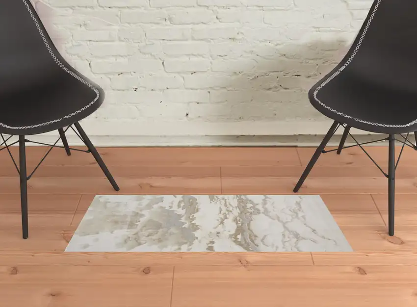 Ivory Tan And Gray Abstract Stain Resistant Area Rug Photo 2