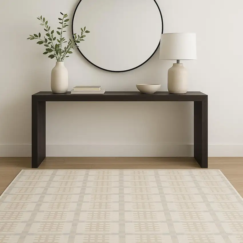 Ivory Tan And Gray Geometric Area Rug Photo 1