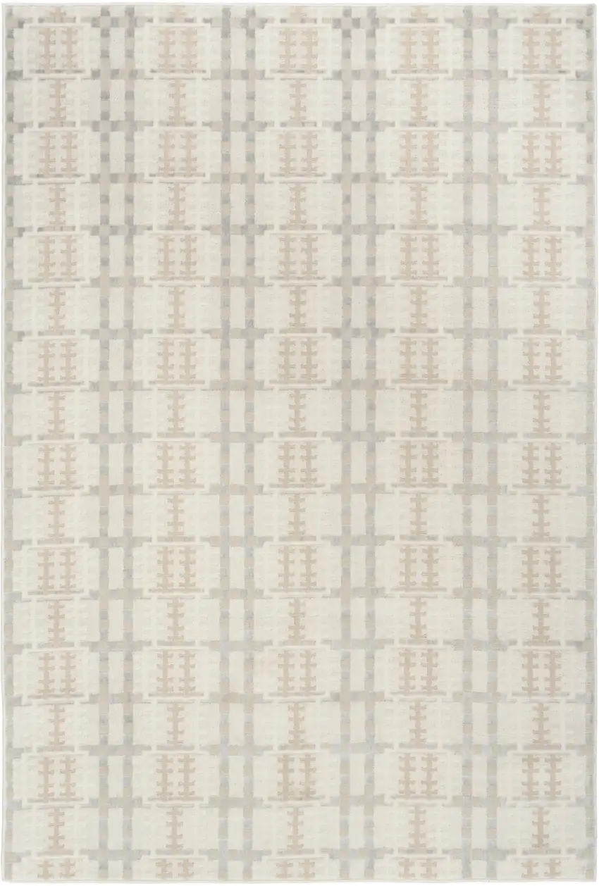 Ivory Tan And Gray Geometric Area Rug Photo 6