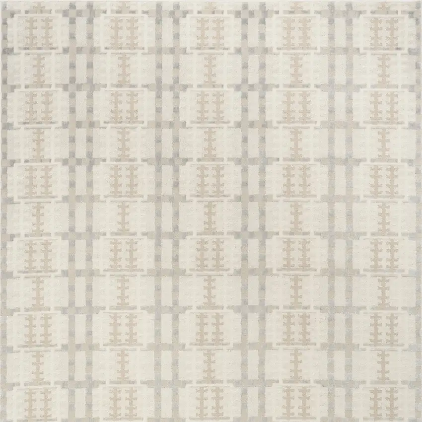 Ivory Tan And Gray Geometric Area Rug Photo 8