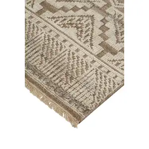 Photo of Ivory Tan And Gray Geometric Hand Knotted Area Rug