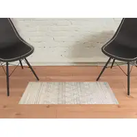 Photo of Ivory Tan And Gray Geometric Hand Knotted Area Rug