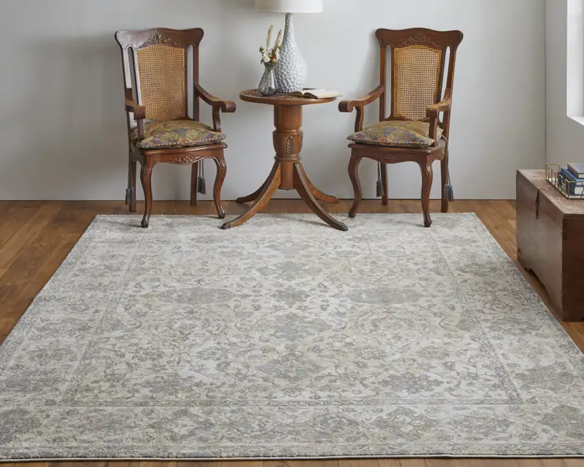 Ivory Tan And Gray Power Loom Area Rug Photo 6