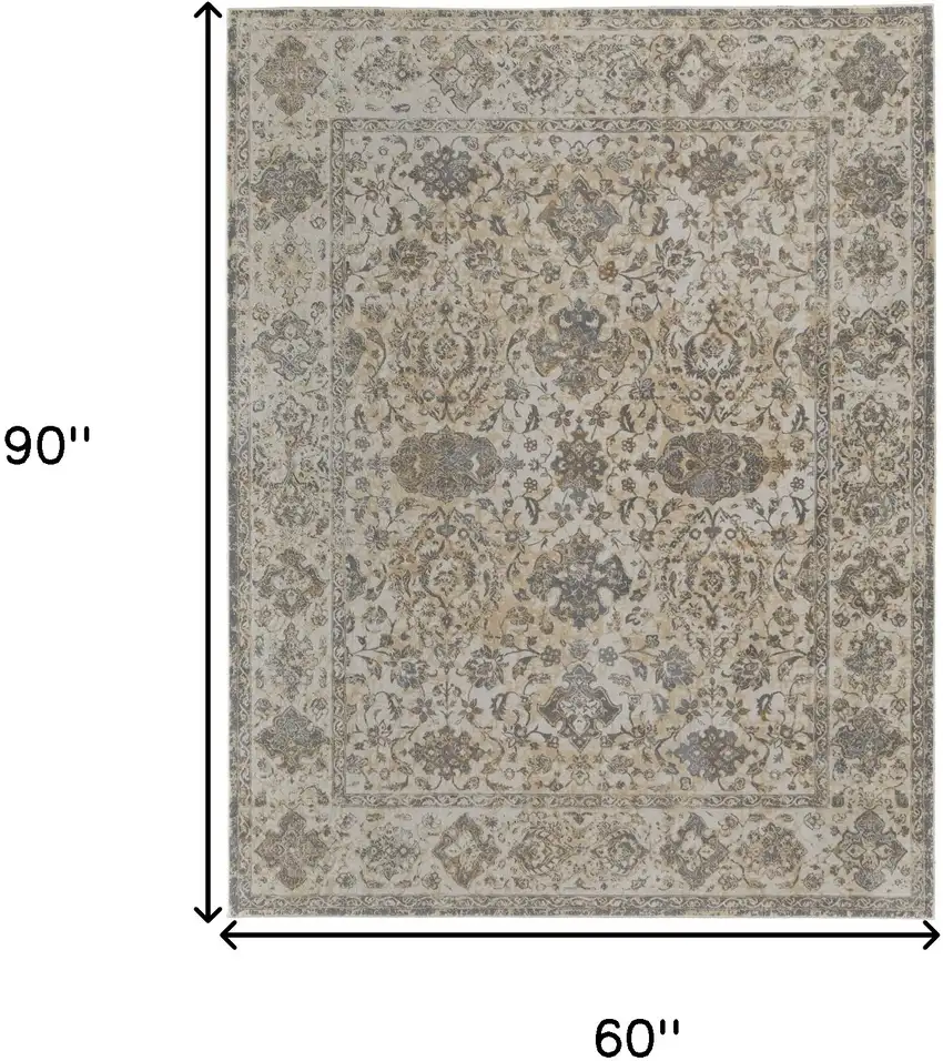 Ivory Tan And Gray Power Loom Area Rug Photo 10
