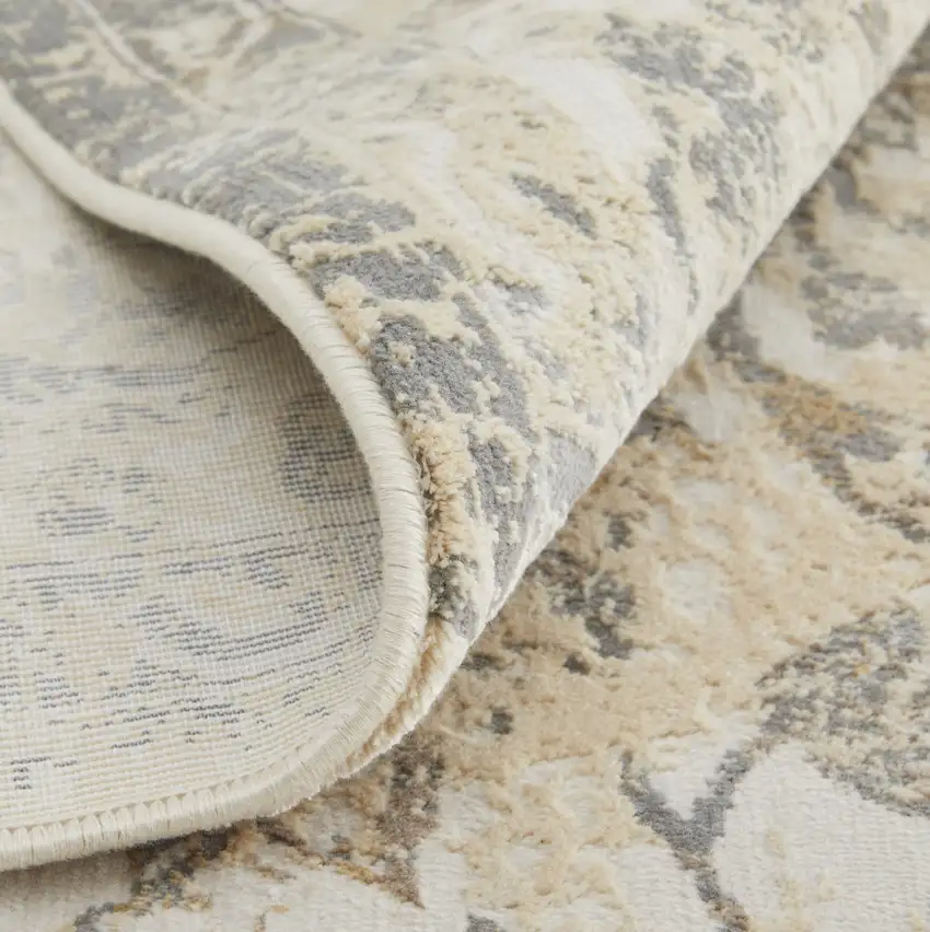 Gray Ivory And Tan Oriental Area Rug Photo 8