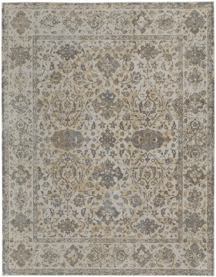 Ivory Tan And Gray Power Loom Area Rug Photo 1