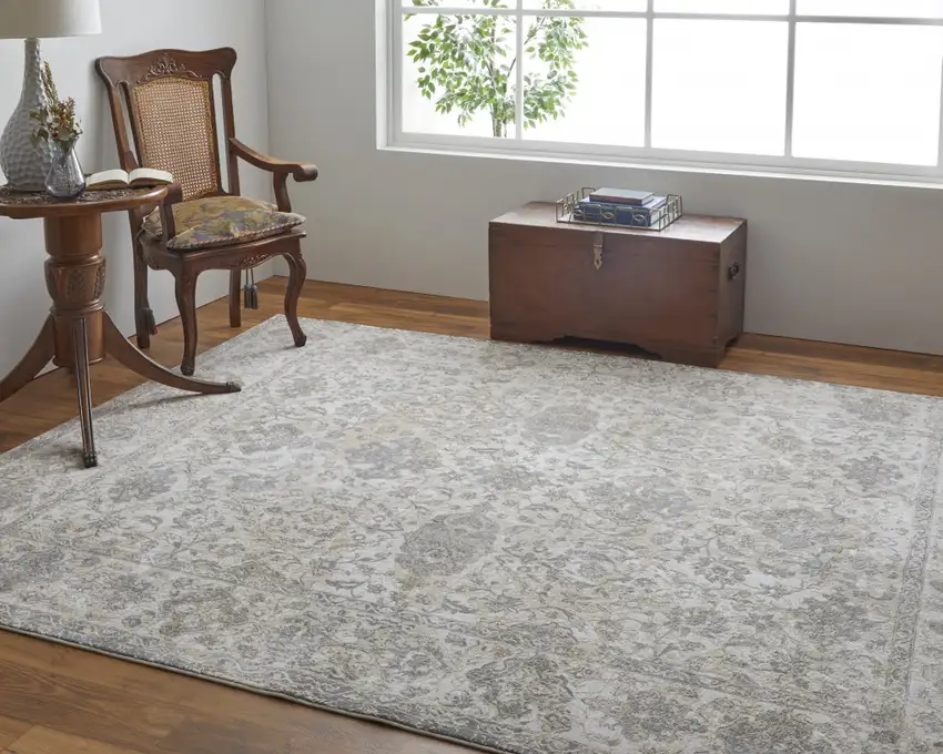 Ivory Tan And Gray Power Loom Area Rug Photo 7