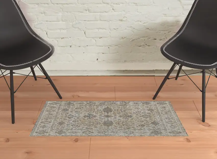 Ivory Tan And Gray Power Loom Area Rug Photo 2