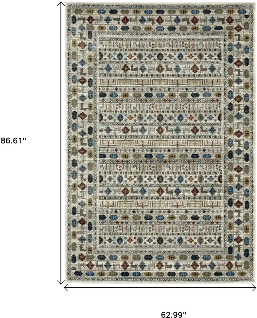 Ivory Tan And Gray Tribal Area Rug Photo 3