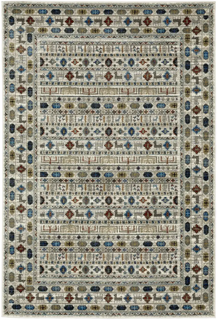 Ivory Tan And Gray Tribal Area Rug Photo 2