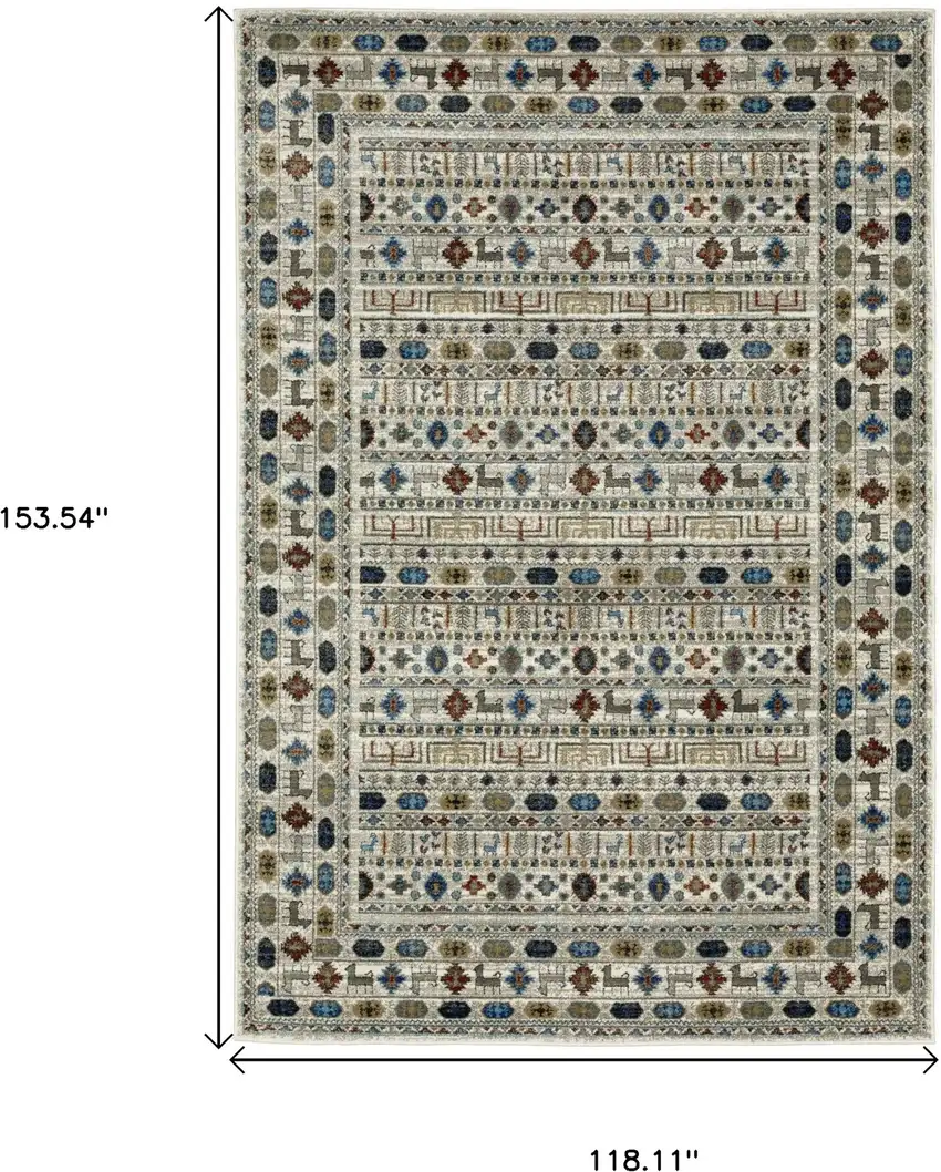 Ivory Tan And Gray Tribal Area Rug Photo 3