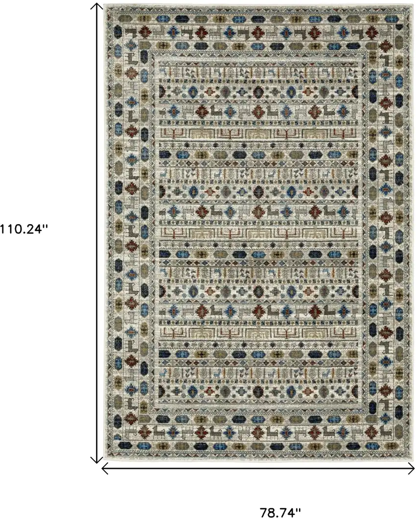 Ivory Tan And Gray Tribal Area Rug Photo 3