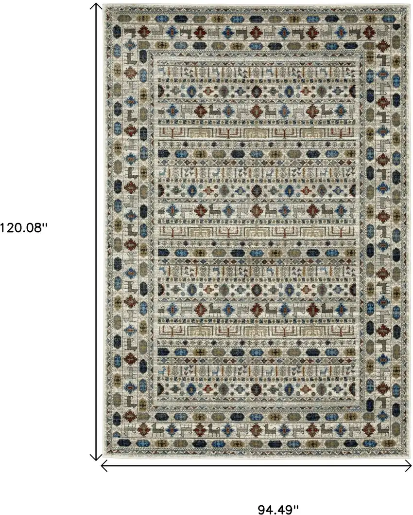 Ivory Tan And Gray Tribal Area Rug Photo 3