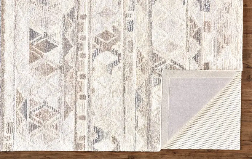 Ivory Tan And Gray Wool Abstract Tufted Handmade Area Rug Photo 3