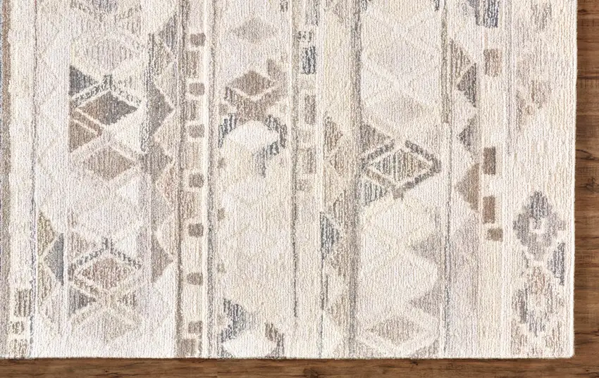 Ivory Tan And Gray Wool Abstract Tufted Handmade Area Rug Photo 2