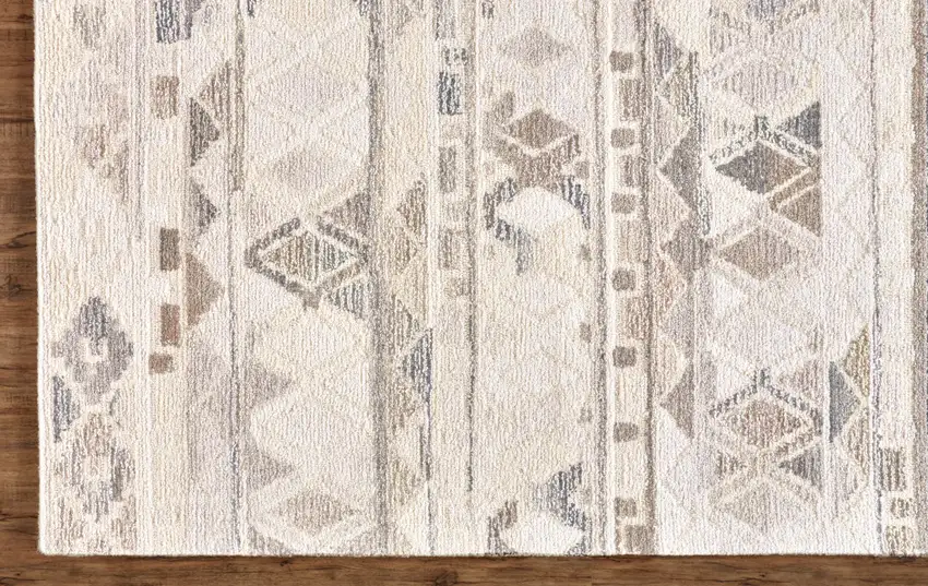 Ivory Tan And Gray Wool Abstract Tufted Handmade Area Rug Photo 1