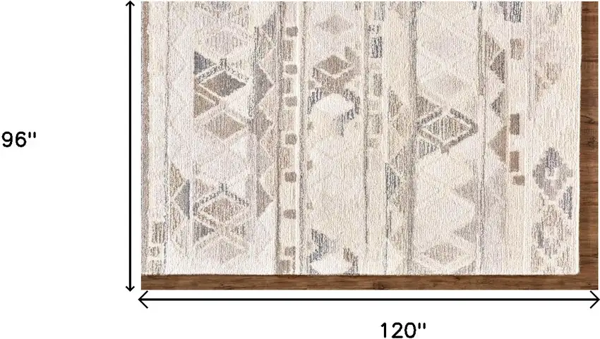 Ivory Tan And Gray Wool Abstract Tufted Handmade Area Rug Photo 4