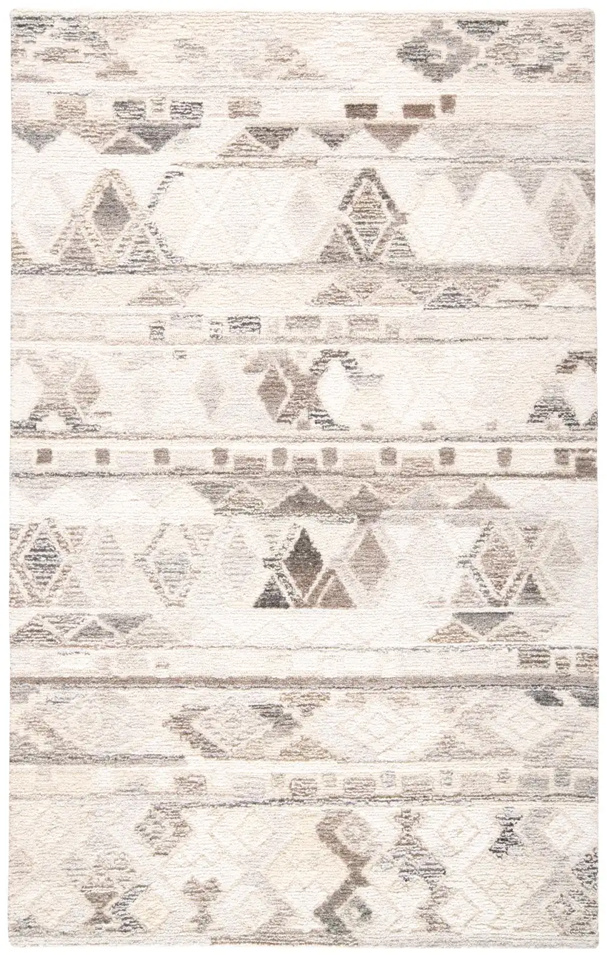 Ivory Tan And Gray Wool Abstract Tufted Handmade Area Rug Photo 7