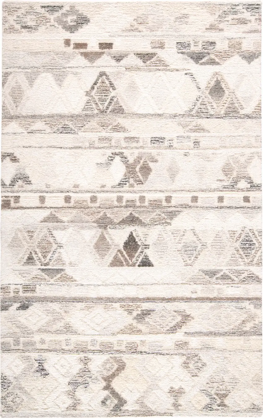 Ivory Tan And Gray Wool Abstract Tufted Handmade Area Rug Photo 2