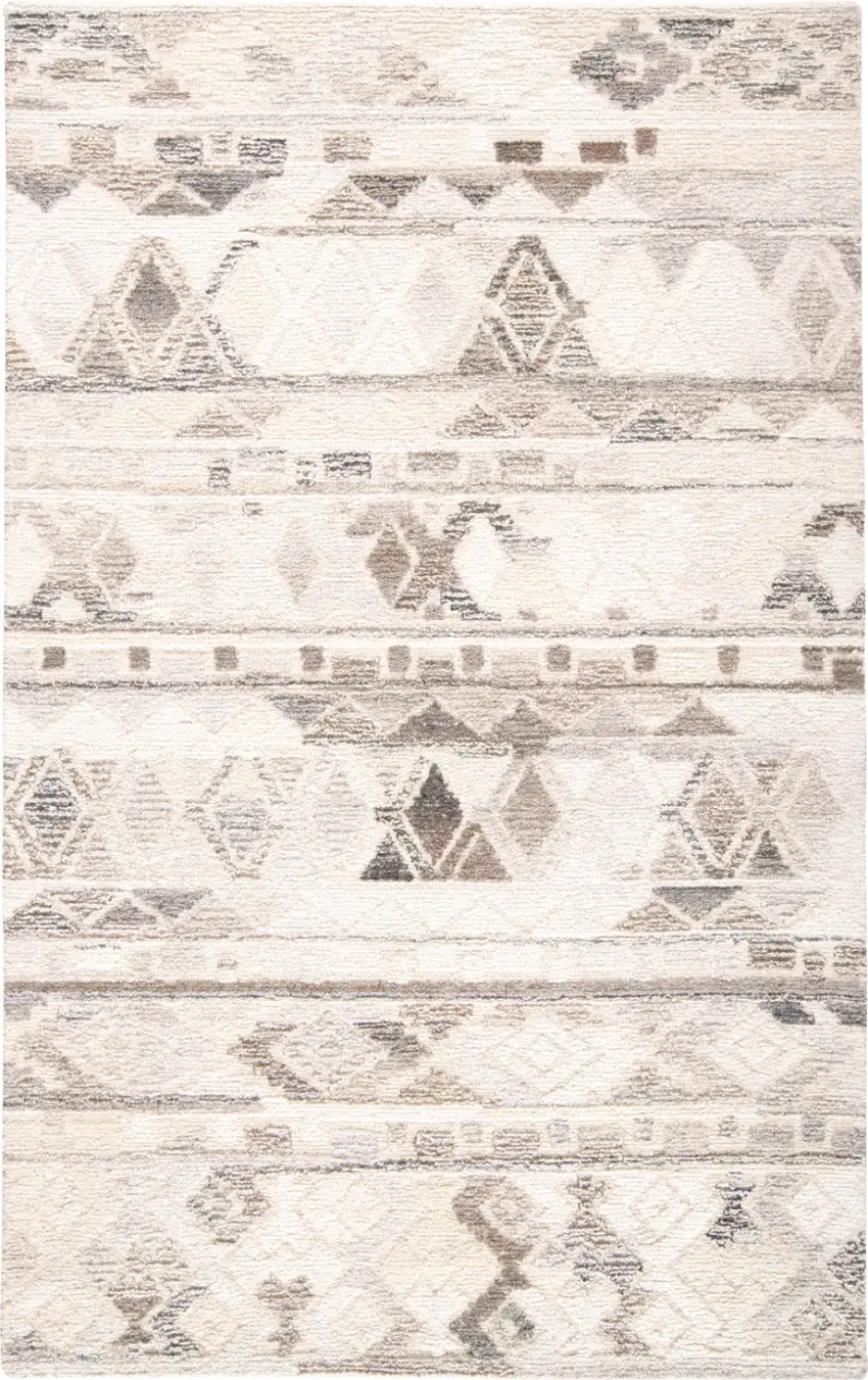 Ivory Tan And Gray Wool Abstract Tufted Handmade Area Rug Photo 1
