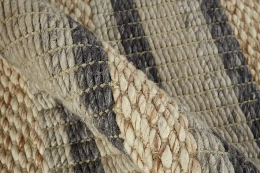 Ivory Tan And Gray Wool Hand Woven Stain Resistant Area Rug Photo 9