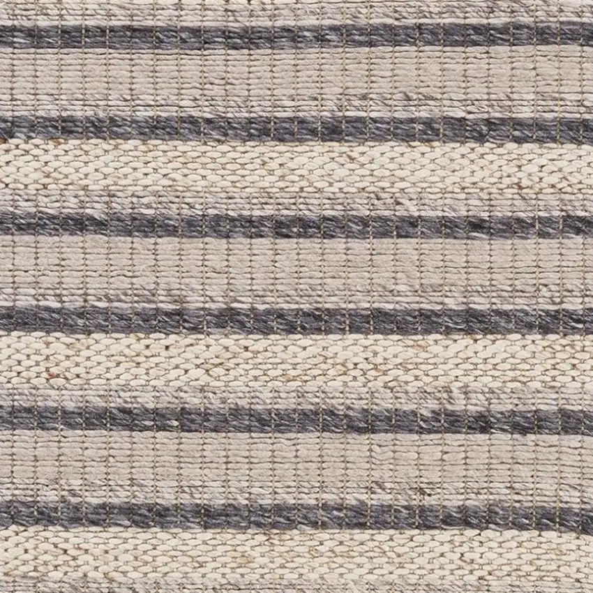 Gray and Ivory Wool Hand Woven Area Rug Photo 6