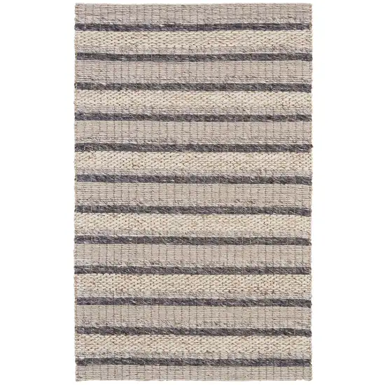 Gray and Ivory Wool Hand Woven Area Rug Photo 2