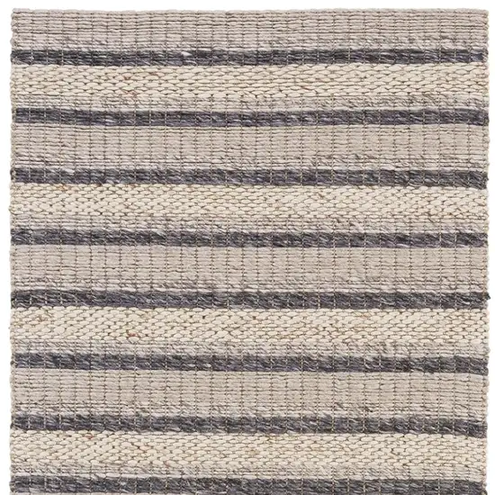 Gray and Ivory Wool Hand Woven Area Rug Photo 7
