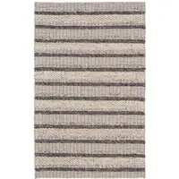 Photo of Ivory Tan And Gray Wool Hand Woven Stain Resistant Area Rug