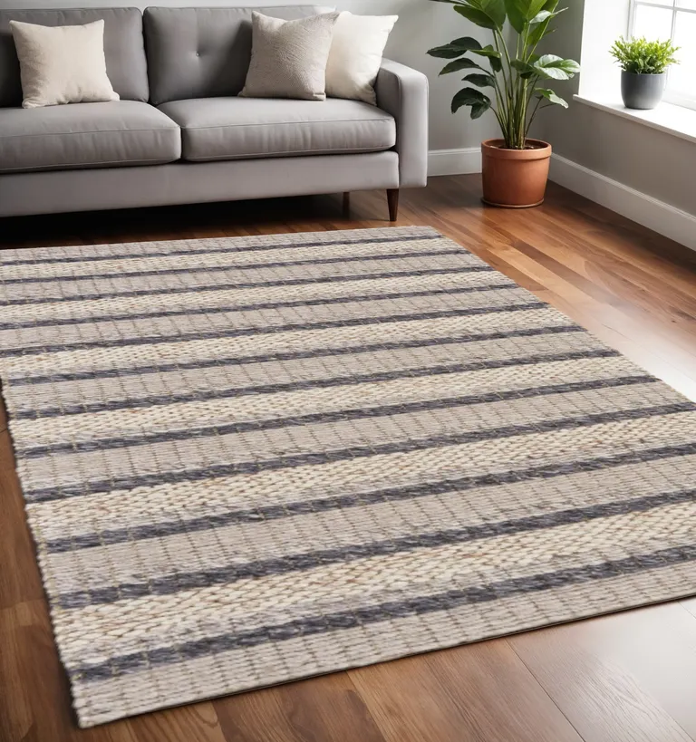 Ivory Tan And Gray Wool Hand Woven Stain Resistant Area Rug Photo 1