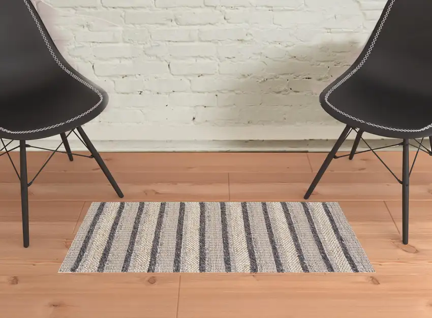 Ivory Tan And Gray Wool Hand Woven Stain Resistant Area Rug Photo 2