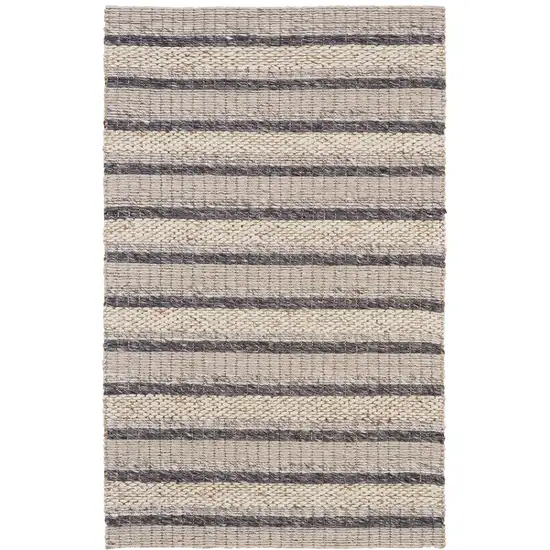 Gray and Ivory Wool Hand Woven Area Rug Photo 2