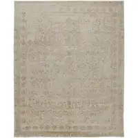 Photo of Ivory Tan And Pink Wool Floral Tufted Handmade Distressed Area Rug
