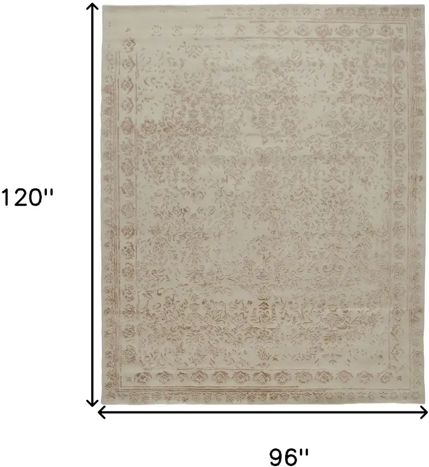 Ivory Tan And Pink Wool Floral Tufted Handmade Distressed Area Rug Photo 10