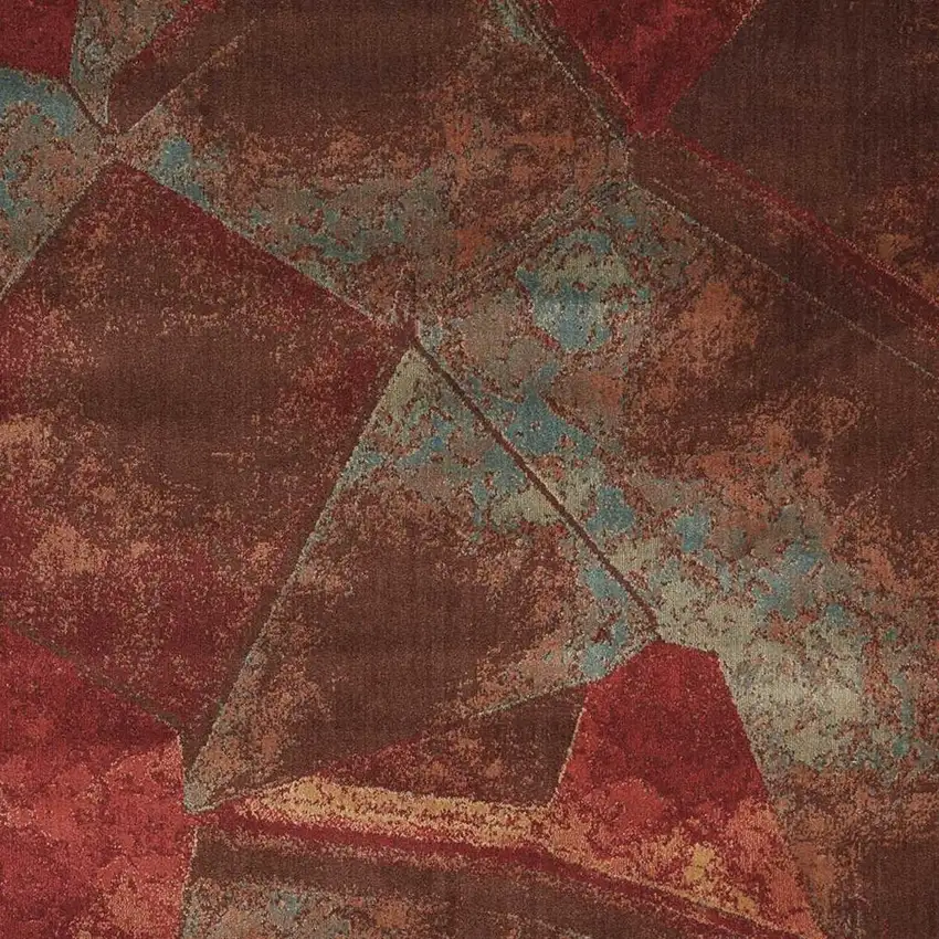 Ivory Tan And Red Abstract Non Skid Area Rug Photo 3