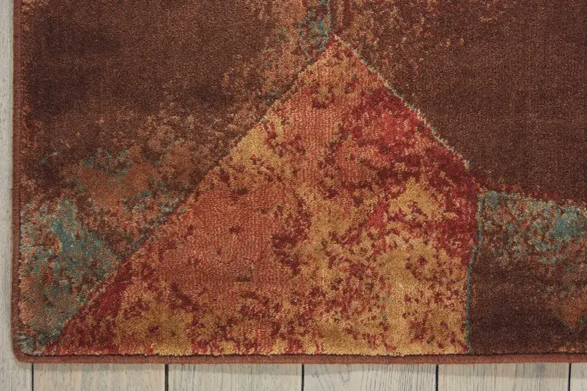 Ivory Tan And Red Abstract Non Skid Area Rug Photo 8