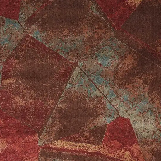 Ivory Tan And Red Abstract Non Skid Area Rug Photo 6