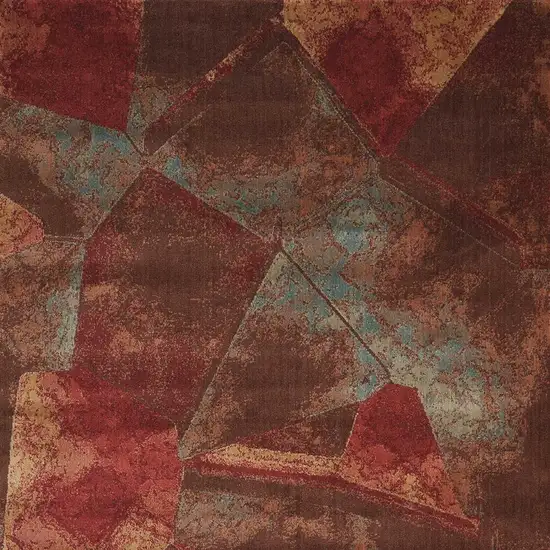 Ivory Tan And Red Abstract Non Skid Area Rug Photo 4