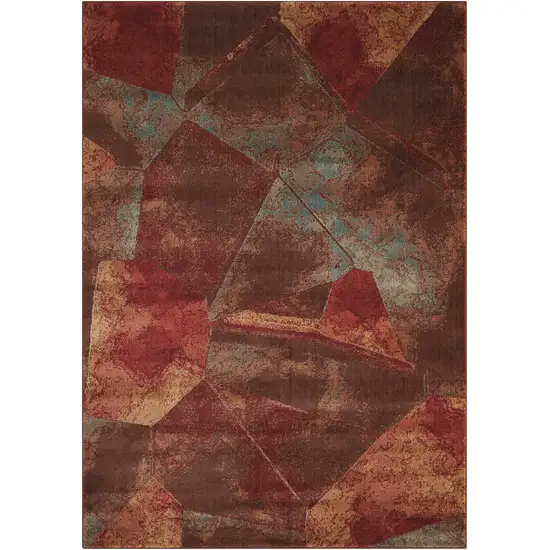 Ivory Tan And Red Abstract Non Skid Area Rug Photo 2