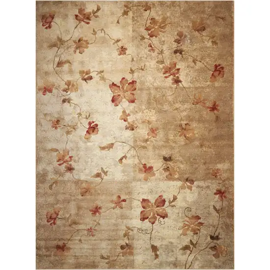 Ivory Tan And Red Floral Non Skid Area Rug Photo 7