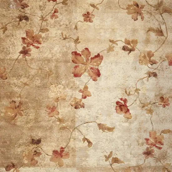 Ivory Tan And Red Floral Non Skid Area Rug Photo 7