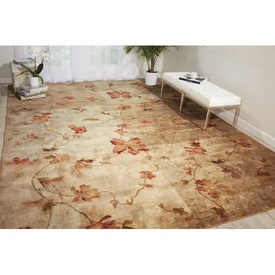 Ivory Tan And Red Floral Non Skid Area Rug Photo 5