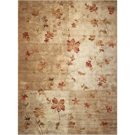 Ivory Tan And Red Floral Non Skid Area Rug Photo 2